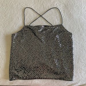 Nordstrom Chelsea•28 Sequin Criss-Cross Back Tank Top. Size L.